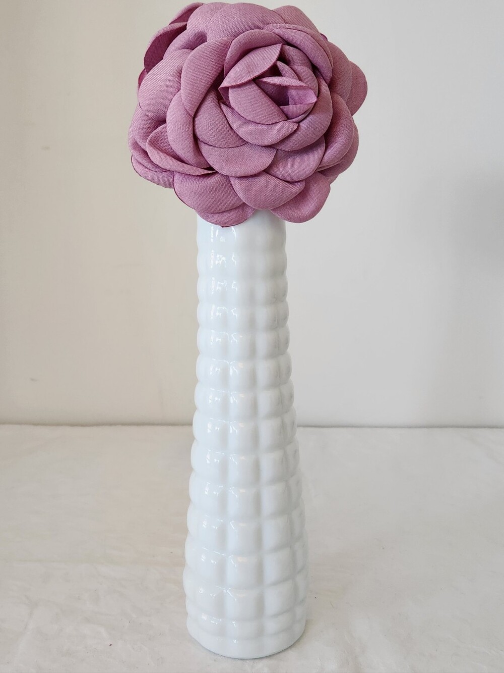 Milk Glass Waffle Pattern Bud Vase